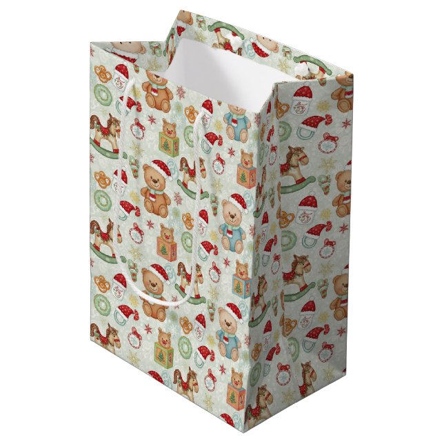 Cute Holiday Toys Gift Bag (Front Angled)