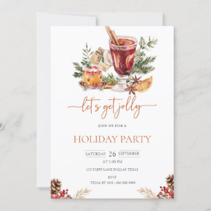 Cute Holiday Watercolor Christmas Party Invitation