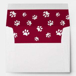Cute Holiday White Paw Prints Return Address Envelope