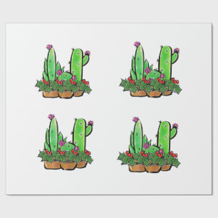 Cute holiday Xmas Cactus cacti succulents  Wrapping Paper