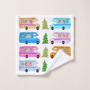 Cute Holiday Xmas RV Camper Motorhome Christmas Wash Cloth
