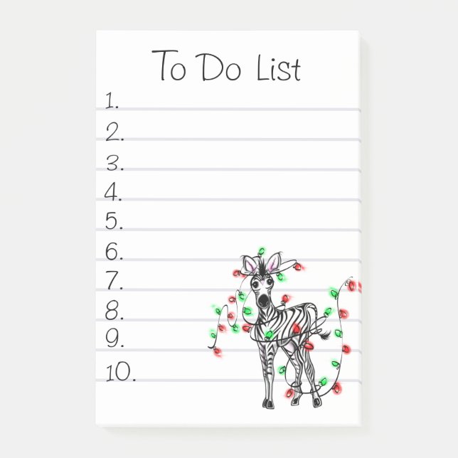 Cute holiday zebra To Do List  Post-it Notes (Front)
