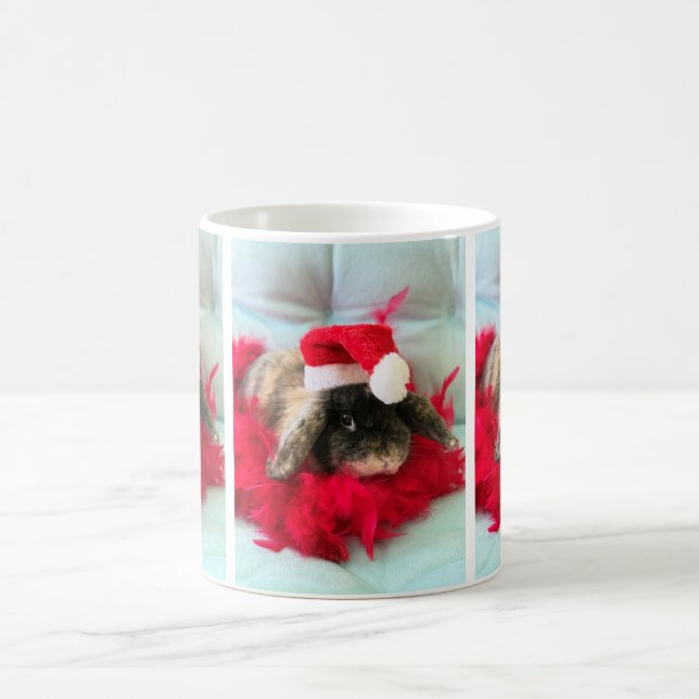 Cute Holland Lop with Hat Christmas Mug (Center)