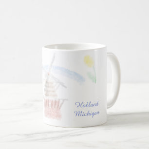 Cute Holland Michigan Windmill in Watercolor Coffee Mug