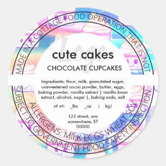 Cute Holographic Cupcake Cottage Law Food Label