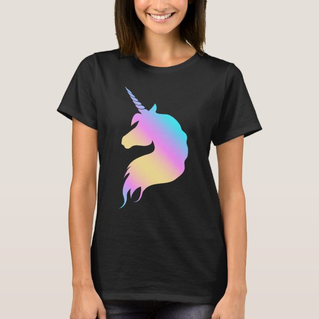 Cute Holographic Unicorn Head Magical Fantasy Tee (Front)