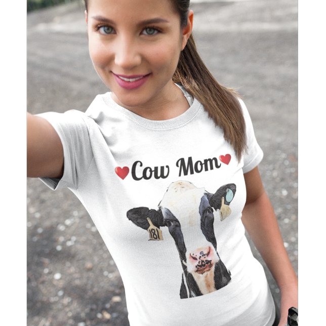Cute Holstein Cow Heart Mum Dairy Farm Women T-Shirt (Creator Uploaded)