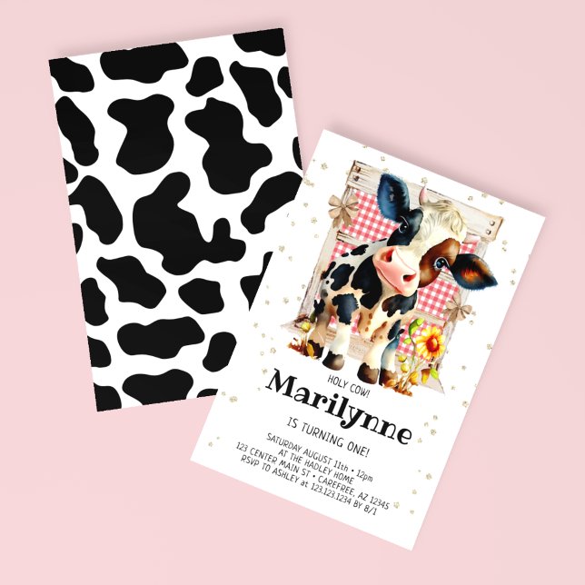 Cute Holy Cow 1st Birthday Invitation (Creator Uploaded)