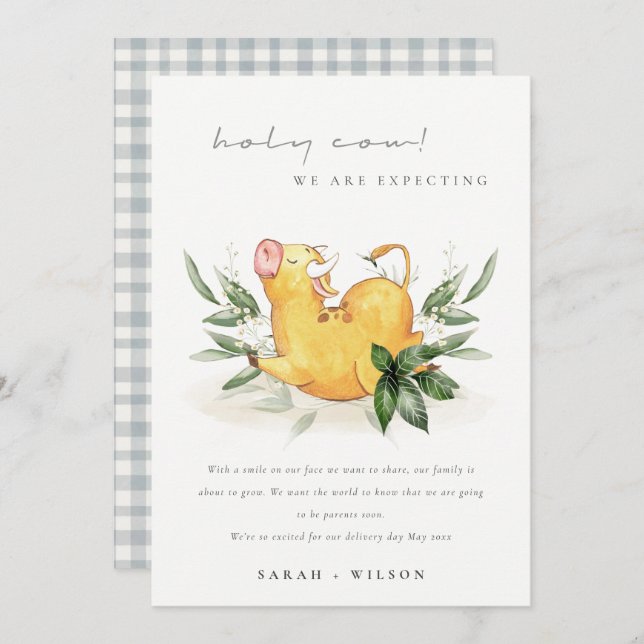 Cute Holy Cow Farm Foliage Pregnancy Announcement  (Front/Back)