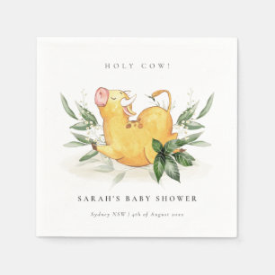 Cute Holy Cow Farm Yellow Foliage Baby Shower Napkin