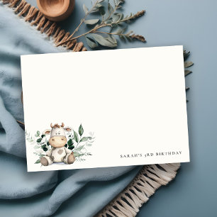 Cute Holy Cow Foliage Pastel Neutral Kids Birthday Card