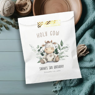 Cute Holy Cow Foliage Pastel Neutral Kids Birthday Favour Bag
