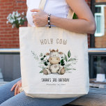 Cute Holy Cow Foliage Pastel Neutral Kids Birthday Tote Bag<br><div class="desc">If you need any other matching product or customisation,  kindly message via Zazzle.</div>