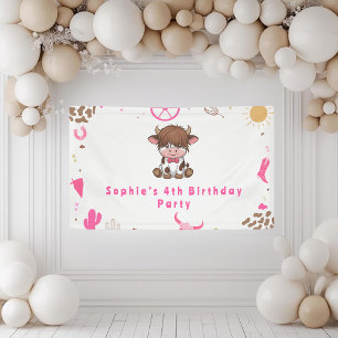 Cute Holy cow highland cow birthday Banner
