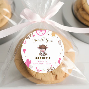 Cute Holy cow highland cow birthday  Classic Round Sticker