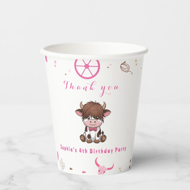 Cute Holy cow highland cow birthday Paper Cups (Front)