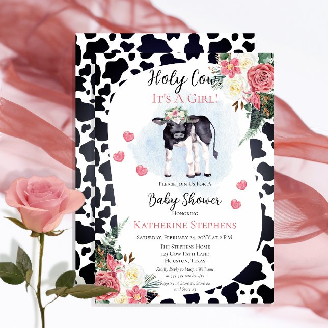 Cute Holy Cow, It's A Girl Baby Shower  Invitation (Cute "Holy Cow, It's A Girl!" Baby Shower Invitation - Print | Digital Download)