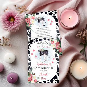 Cute Holy Cow, It's A Girl Baby Shower Thank You C Card