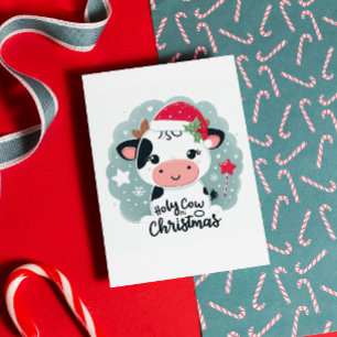 Cute "Holy Cow Its Christmas" Christmas Cow Card