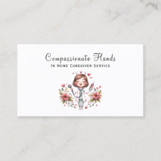 Cute Home Health Care Nurse Service Business Card