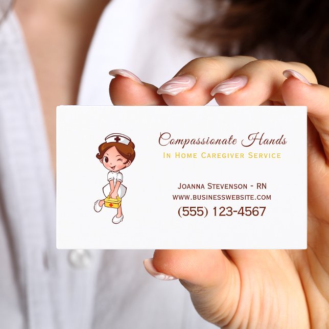 Cute Home Health Care Nurse Service Business Card (Creator Uploaded)