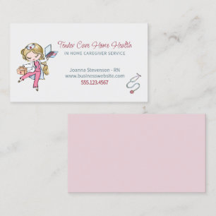 Cute Home Health Care Nurse Service Business Card
