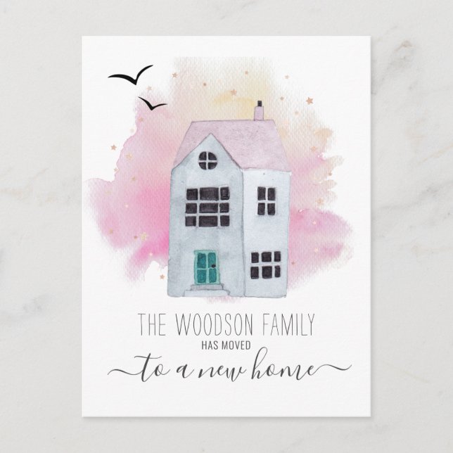 Cute Home Moving Change Of Address Announcement  Postcard (Front)