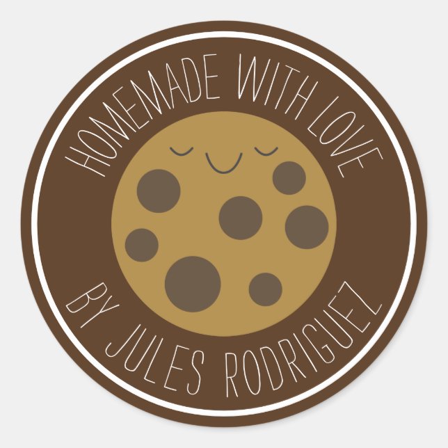 Cute Homemade Chocolate Chip Cookie Classic Round Sticker (Front)
