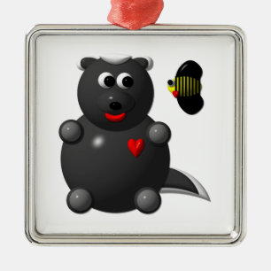 Cute Honey Badger and Honey Bee: Don't badger me! Metal Ornament