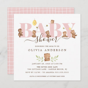 Cute Honey Bear Baby Shower Invitation