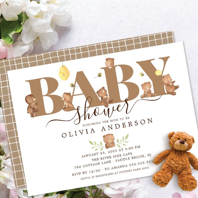 Cute Honey Bear Baby Shower Invitation (Creator Uploaded)