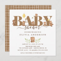 Cute Honey Bear Baby Shower Invitation