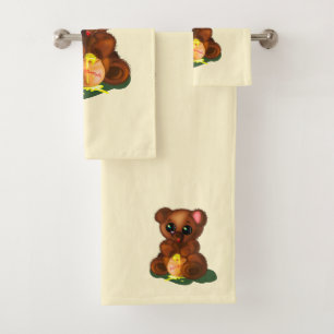 Cute Honey Bear Bath Towel Set