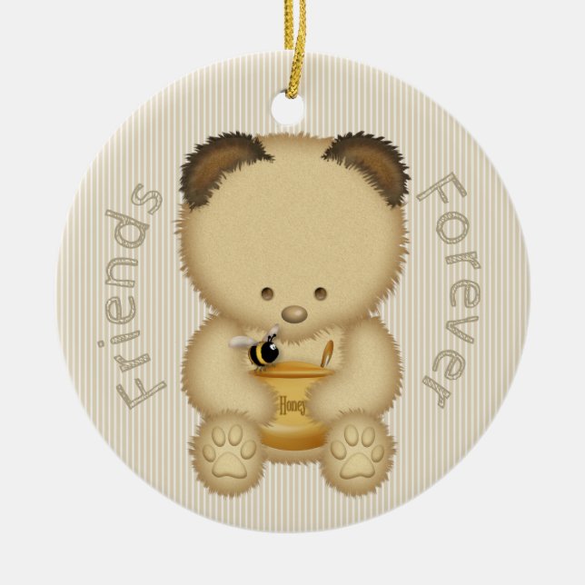 Cute Honey Bear BFF Ceramic Tree Decoration (Front)