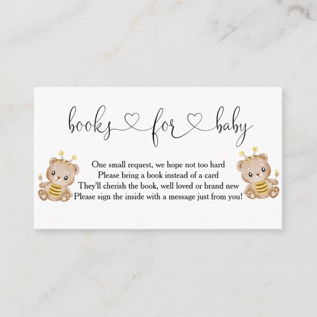 Cute Honey Bear Books For Baby Enclosure Card (Front)