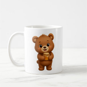 Cute Honey Bear Holding Golden Honey Jar Coffee Mug