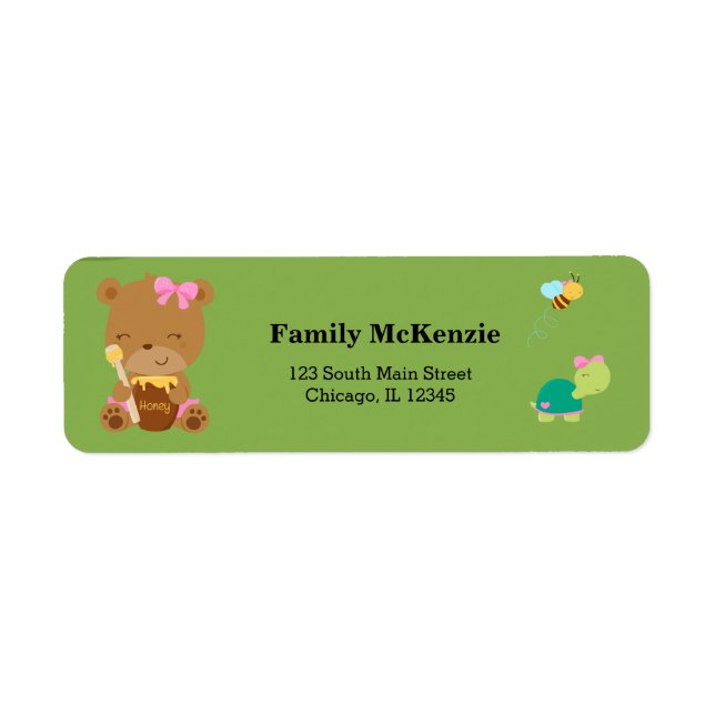 Cute honey bear return address label (Front)