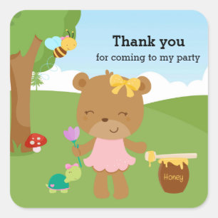 Cute honey bear square sticker