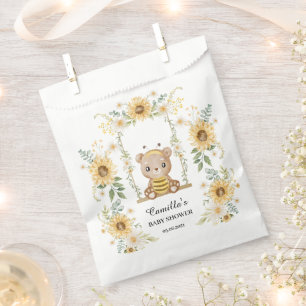 Cute Honey Bear With Sunflowers Favour Bag