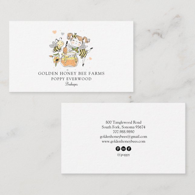 Cute Honey Bee Apiary Beekeeper Honey Products  Business Card (Front/Back)