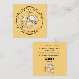 Cute Honey Bee Apiary Beekeeper Honey Products Square Business Card
