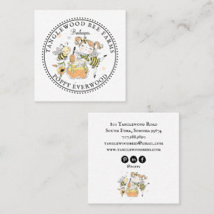 Cute Honey Bee Apiary Beekeeper Honey Products  Square Business Card