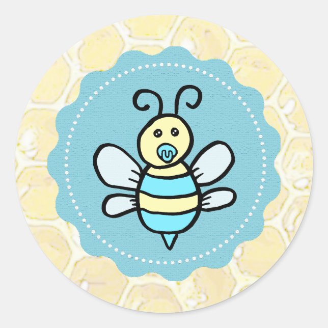 Cute Honey Bee Baby Shower Classic Round Sticker (Front)