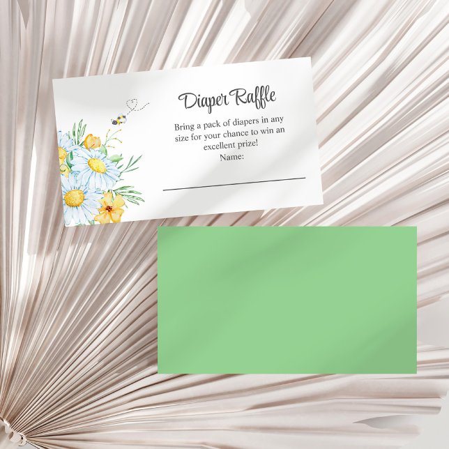 Cute Honey Bee Baby Shower Diaper Raffle Enclosure Card (Cute Honey Bee Baby Shower Diaper Raffle Enclosure Card on a white dry palm leaf.)