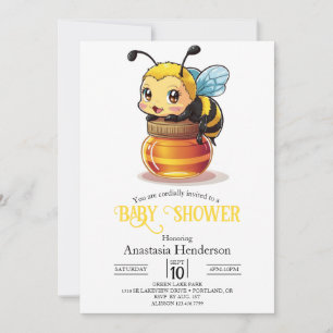 Cute Honey Bee Baby Shower Invitation