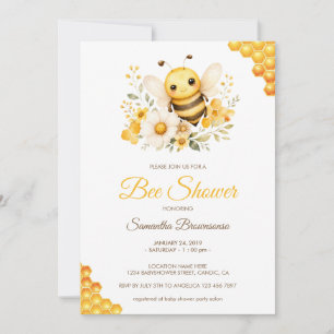 Cute Honey Bee Baby Shower Invitation