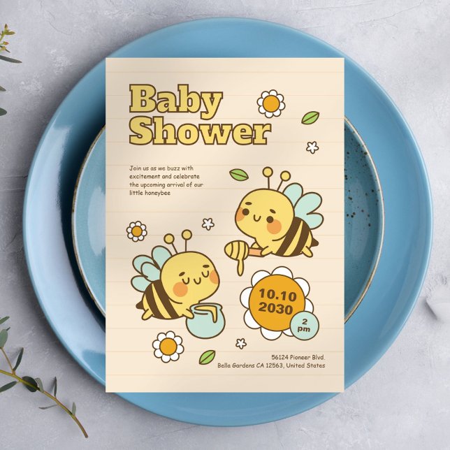 Cute Honey Bee Baby Shower Invitation (Creator Uploaded)