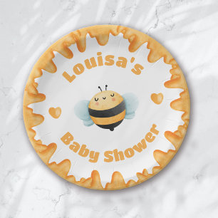 Cute Honey Bee Baby Shower Paper Plate