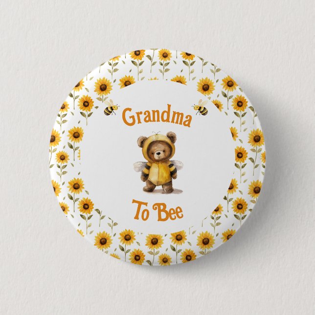 Cute Honey Bee Bear Ba-Bee Shower  6 Cm Round Badge (Front)