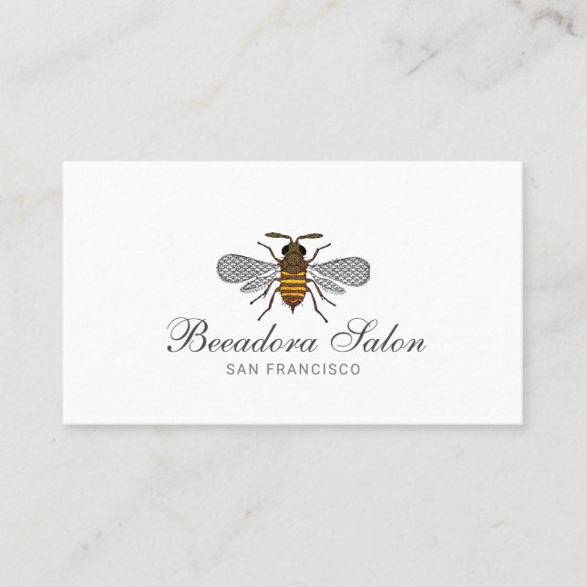 Cute Honey Bee Beauty And Hair Salon Business Card (Front)